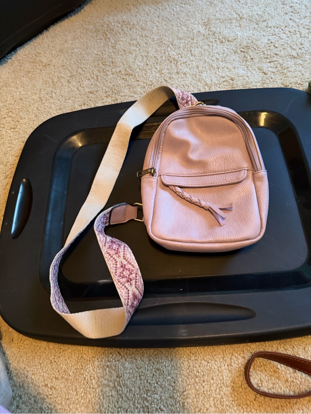 Women's Lavender Mini Crossbody Bag with Braided Accent